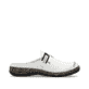 Weiße Rieker Damen Clogs 46393-80 mit Gummizug sowie extra weicher Decksohle. Schuh Innenseite.