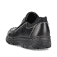 Schwarze Rieker Herren Slipper 19961-03 mit Elastikeinsatz sowie Komfortweite G. Schuh von hinten.