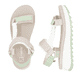 Mehrfarbige Rieker Damen Riemchensandalen W3051-90 mit einem Klettverschluss. Schuh von oben, liegend.