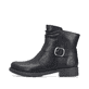 Biker Boots Rieker noires pour femme 79462-00 avec boucle décorative. Côté extérieur de la chaussure.
