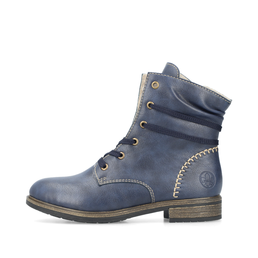 Asphaltschwarze Rieker Damen Stiefeletten 71675-01 mit Reißverschluss. Schuh Innenseite