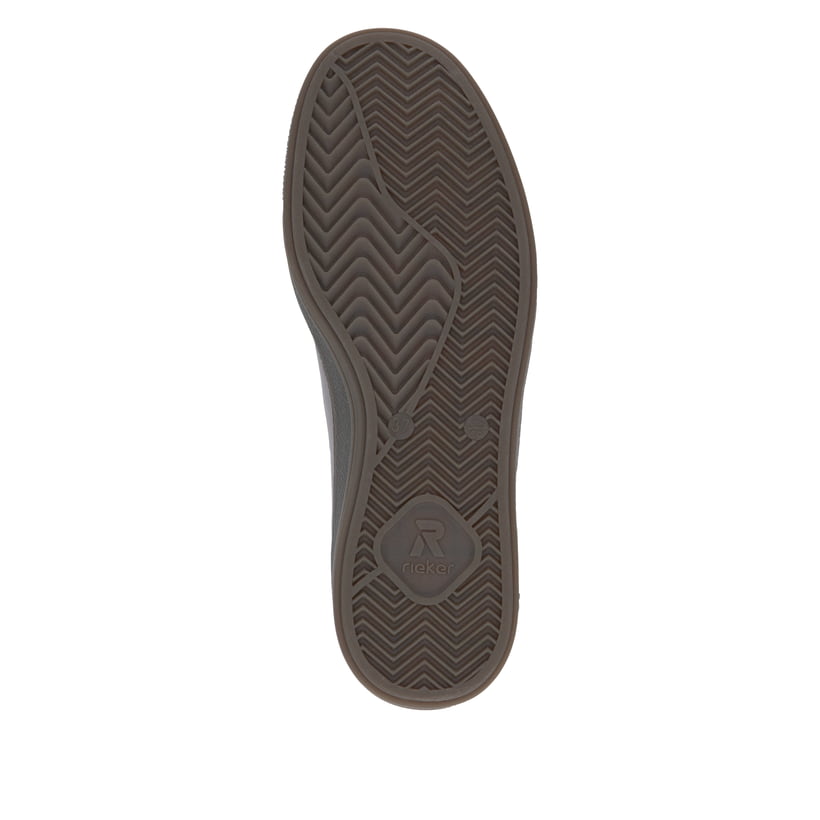Silberne Rieker Damen Sneaker Low W2200-91 mit einer Schnürung. Schuh Laufsohle.