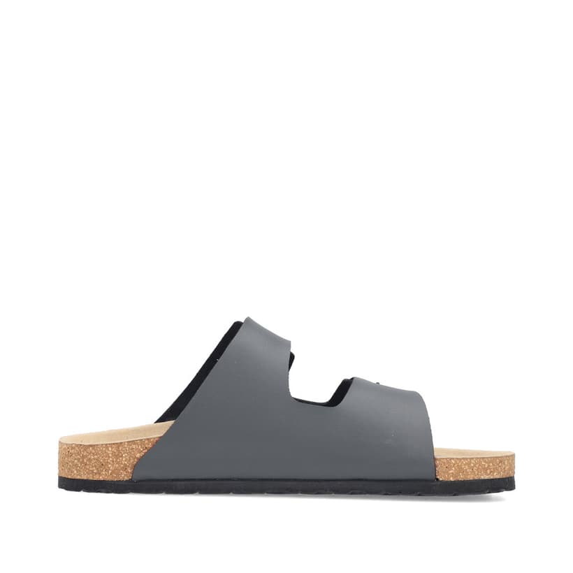 Mules Rieker grises pour homme 22190-45 avec boucles. Côté intérieur de la chaussure.