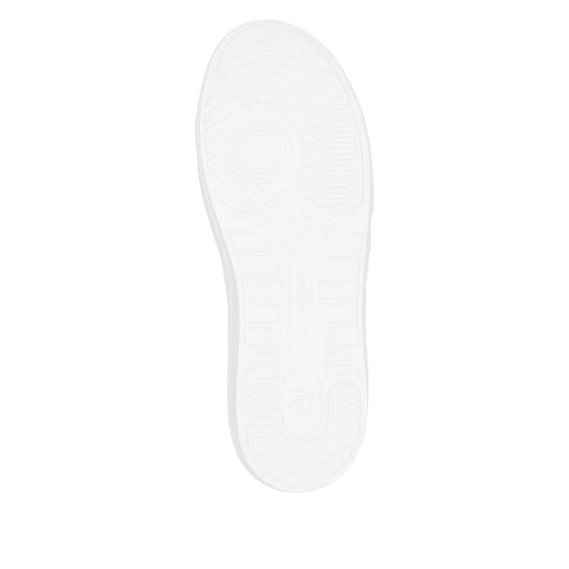 Baskets basses Rieker blanches pour femme W1202-83 avec lacets. Semelle extérieure de la chaussure.