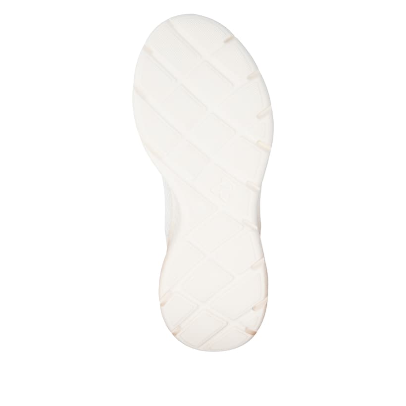 Weisse Rieker Sport Damen Sneaker Low W4400-80. Schuh Laufsohle.