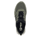 Khaki-schwarze Rieker Damen Slipper 53153-54 mit Gummizug sowie der Extraweite H. Schuh von oben.