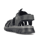 Schwarze Rieker Herren Trekkingsandalen 26770-00 mit einem Klettverschluss. Schuh von hinten.