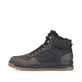 
Asphaltschwarze Rieker Herren Schnürstiefel 38545-00 mit einer robusten Profilsohle. Schuh Außenseite