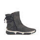 Dunkelgraue Rieker Damen Kurzstiefel 45990-45 mit einem Reißverschluss. Schuh Innenseite.