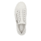 Weiße Rieker Damen Slipper L7250-80 mit einem Reißverschluss. Schuh von oben.