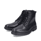 Schwarze Rieker Herren Schnürstiefel 33143-00 aus Glattleder. Schuhpaar seitlich schräg.