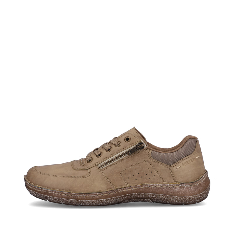 Beige Rieker Herren Schnürschuhe 03010-64 mit Reißverschluss sowie Extraweite H. Schuh Außenseite.
