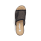 Schwarze Rieker Damen Pantoletten 62904-00 mit einem Gummizug. Schuh von oben.