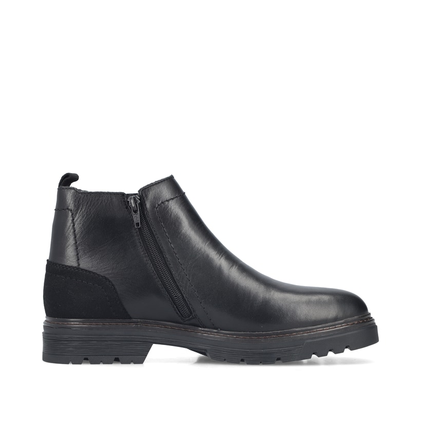 Schwarze Rieker Herren Chelsea Boots F2750-00 aus Glattleder mit Reißverschluss. Schuh Innenseite.