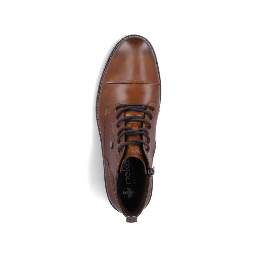 Braune Rieker Herren Schnürstiefel F4512-24 aus Glattleder. Schuh von oben.