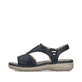 Blaue Rieker Damen Riemchensandalen 60466-15 mit einem Gummizug. Schuh Außenseite.