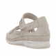 Beige Rieker Damen Riemchensandalen V7474-60 mit einem Klettverschluss. Schuh von hinten.
