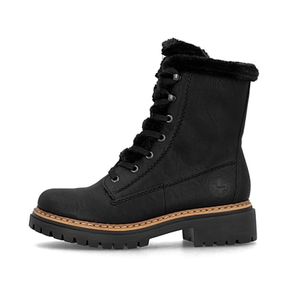 Königsblaue Rieker Damen Biker Boots 72621-14 mit Schnürung und Reißverschluss. Schuh Innenseite