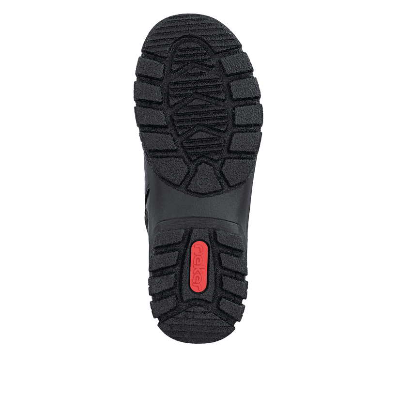 Schwarze Rieker Damen Schnürstiefel Z7230-00 aus Glattleder. Schuh Laufsohle.