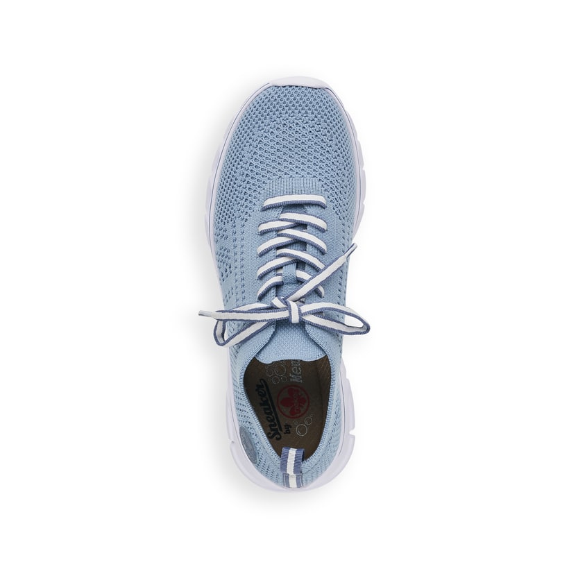 Blaue Rieker Damen Sneaker Low 54020-12 mit ultra leichter und flexibler Sohle. Schuh von oben.