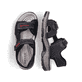 Schwarze Rieker Herren Trekkingsandalen 21760-00 mit einem Klettverschluss. Schuh von oben, liegend.