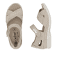 Beige Rieker Damen Riemchensandalen V7474-60 mit einem Klettverschluss. Schuh von oben, liegend.