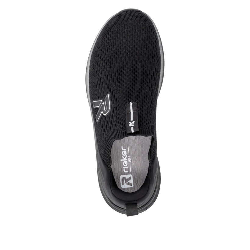 Schwarze Rieker Sport Herren Sneaker Low U4100-02. Schuh von oben.