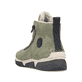 Khaki-schwarze Rieker Damen Schnürstiefel 45912-54 mit markanter Anflechter-Naht. Schuh von hinten.