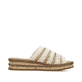 Beige Rieker Damen Pantoletten 629X8-60 mit modischen Flechtelementen. Schuh Innenseite.