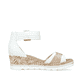 Weiße Rieker Keilsandaletten 67191-80 mit einem Klettverschluss. Schuh Innenseite.