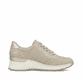 Baskets basses Rieker beiges pour femme N4316-62 avec finition métallisée. Côté intérieur de la chaussure.