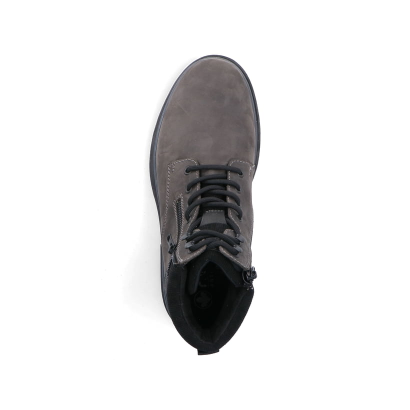 Bottes à lacets Rieker grises pour homme 32312-42 en cuir suédé. Chaussure vue de dessus.