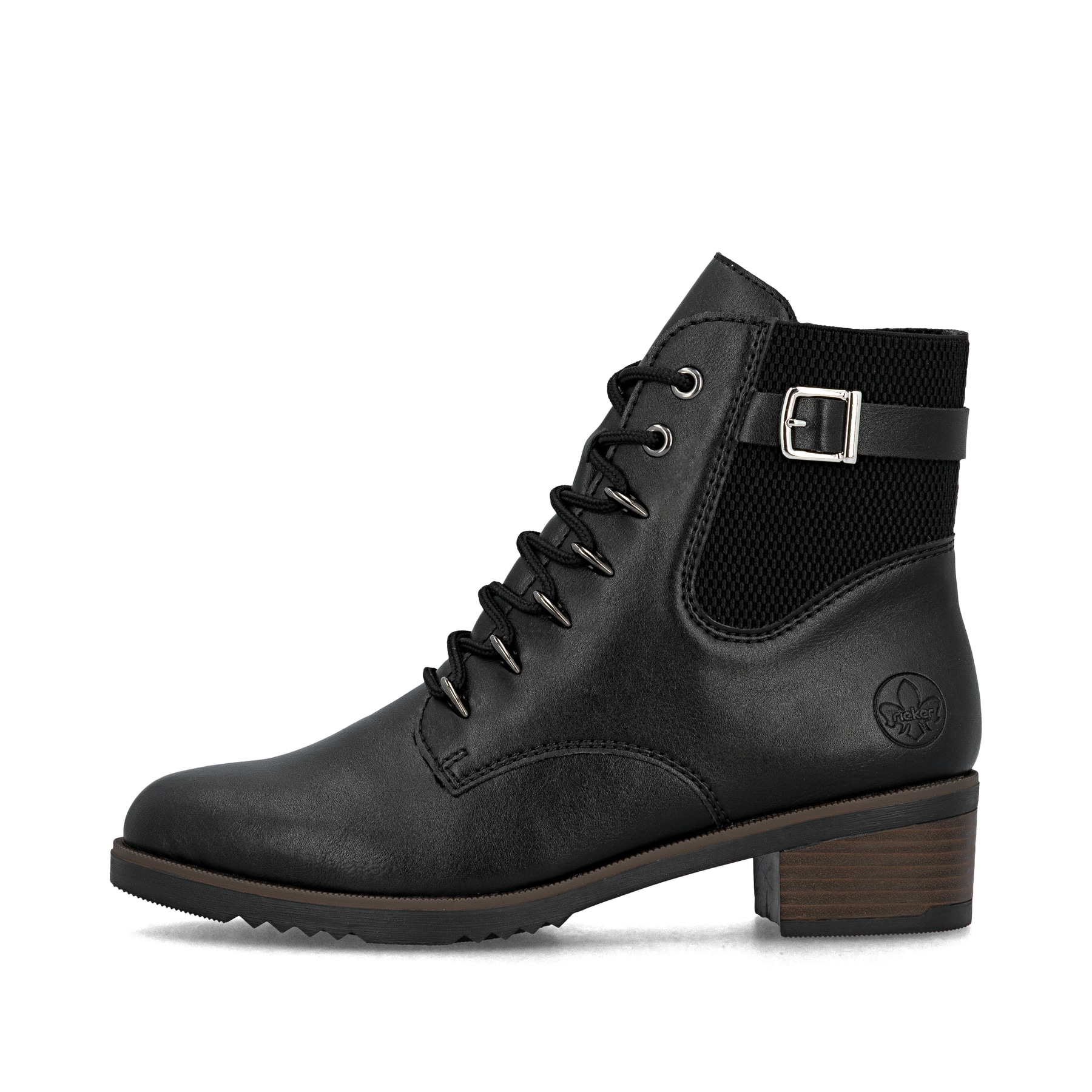 Graublaue Rieker Damen Chelsea Boots X9352-14 mit einer robusten Profilsohle. Schuh Innenseite