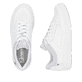 Weiße Rieker Damen Sneaker Low 41910-81 mit Schnürung sowie super leichter Sohle. Schuh von oben, liegend.