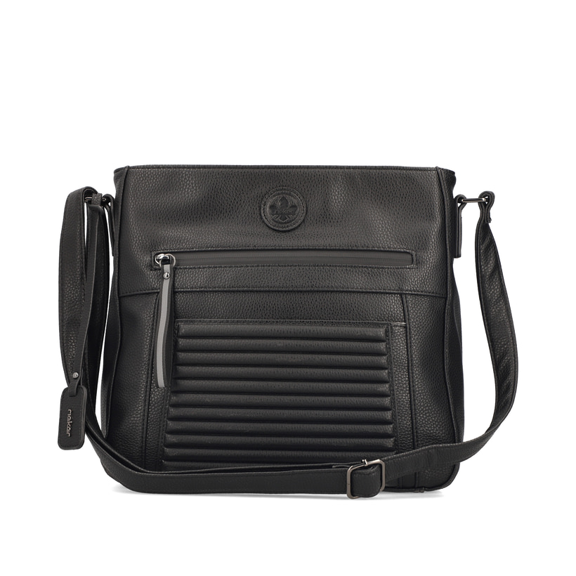 Sac à main Rieker H1481-00 noir avec poche intérieure, fermeture éclair et poche pour téléphone portable. Face avant.