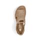Beige Rieker Keilsandaletten 69472-60 mit Gummizug sowie leichter Plateausohle. Schuh von oben.