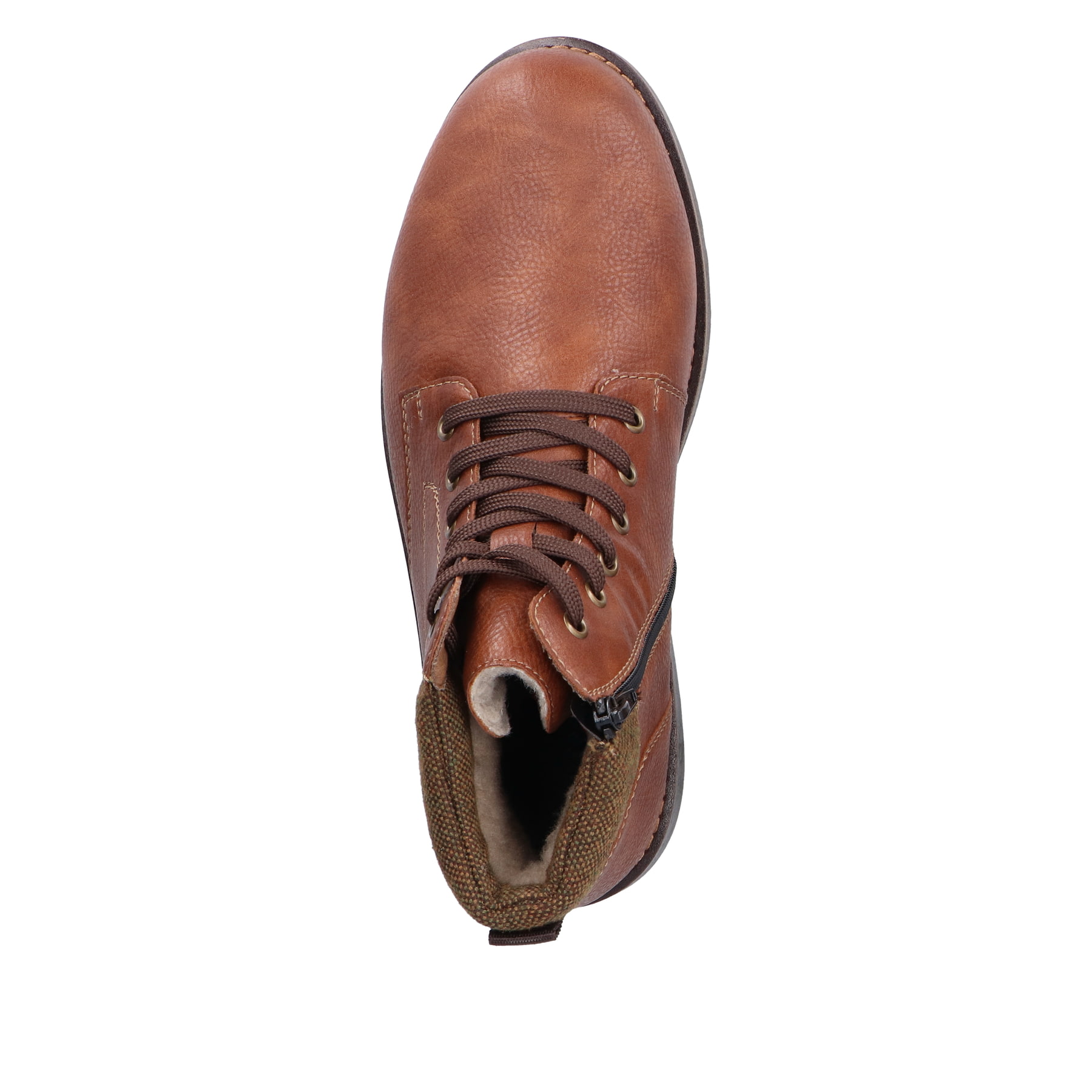 Braune Rieker Herren Schnürstiefel 30040-24 mit wasserabweisender TEX-Membran. Schuh von oben.