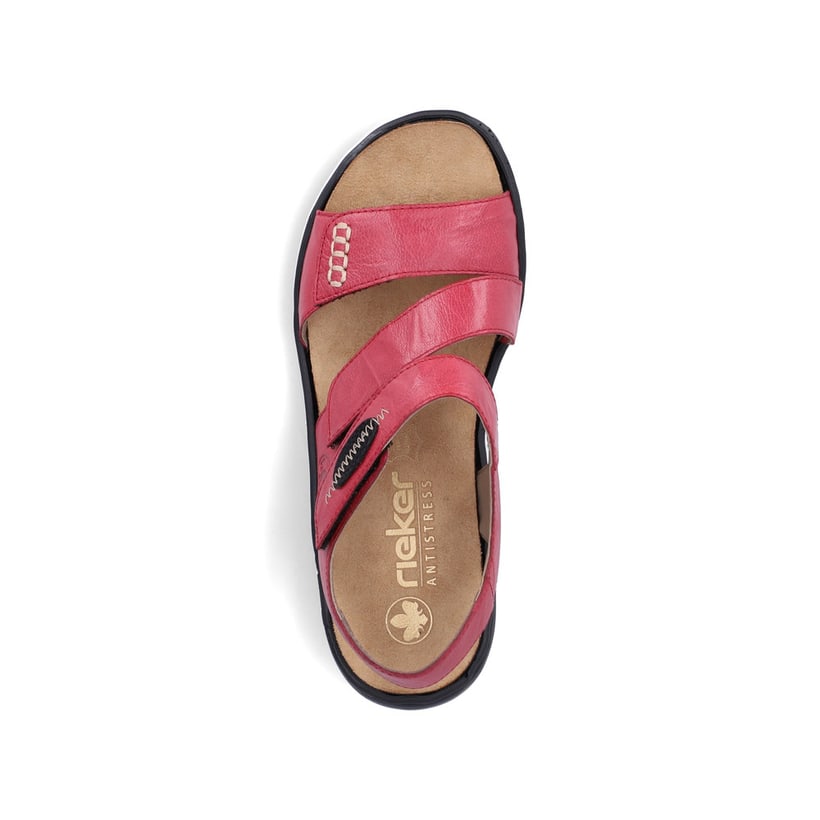 Rote Rieker Damen Riemchensandalen 64573-33 aus Glattleder. Schuh von oben.