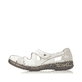 Weiße Rieker Ballerinas 46367-80 mit einem Klettverschluss. Schuh Außenseite.