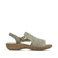 Grüne Rieker Damen Riemchensandalen 60843-52 mit einem Gummizug. Schuh Innenseite.