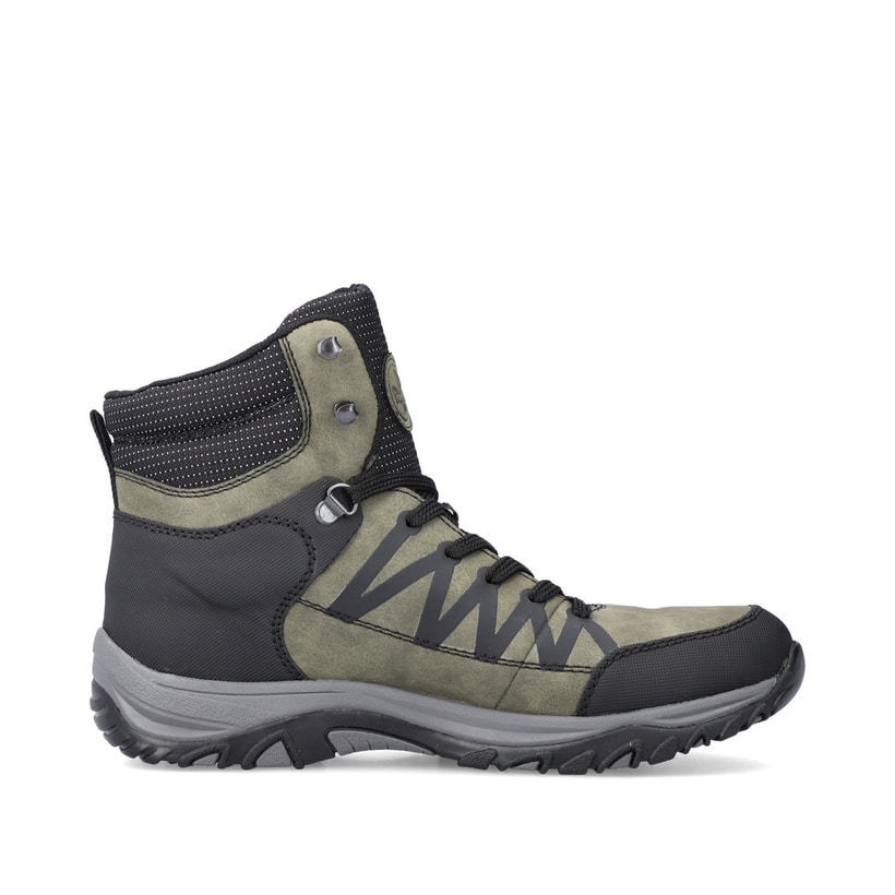 Schieferblaue Rieker Damen Schnürschuhe M9601-14 mit Schnürung sowie einer Profilsohle. Schuh Innenseite