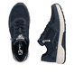 Dunkelblaue Rieker Damen Sneaker Low 53101-15 mit einem Reißverschluss. Schuh von oben, liegend.