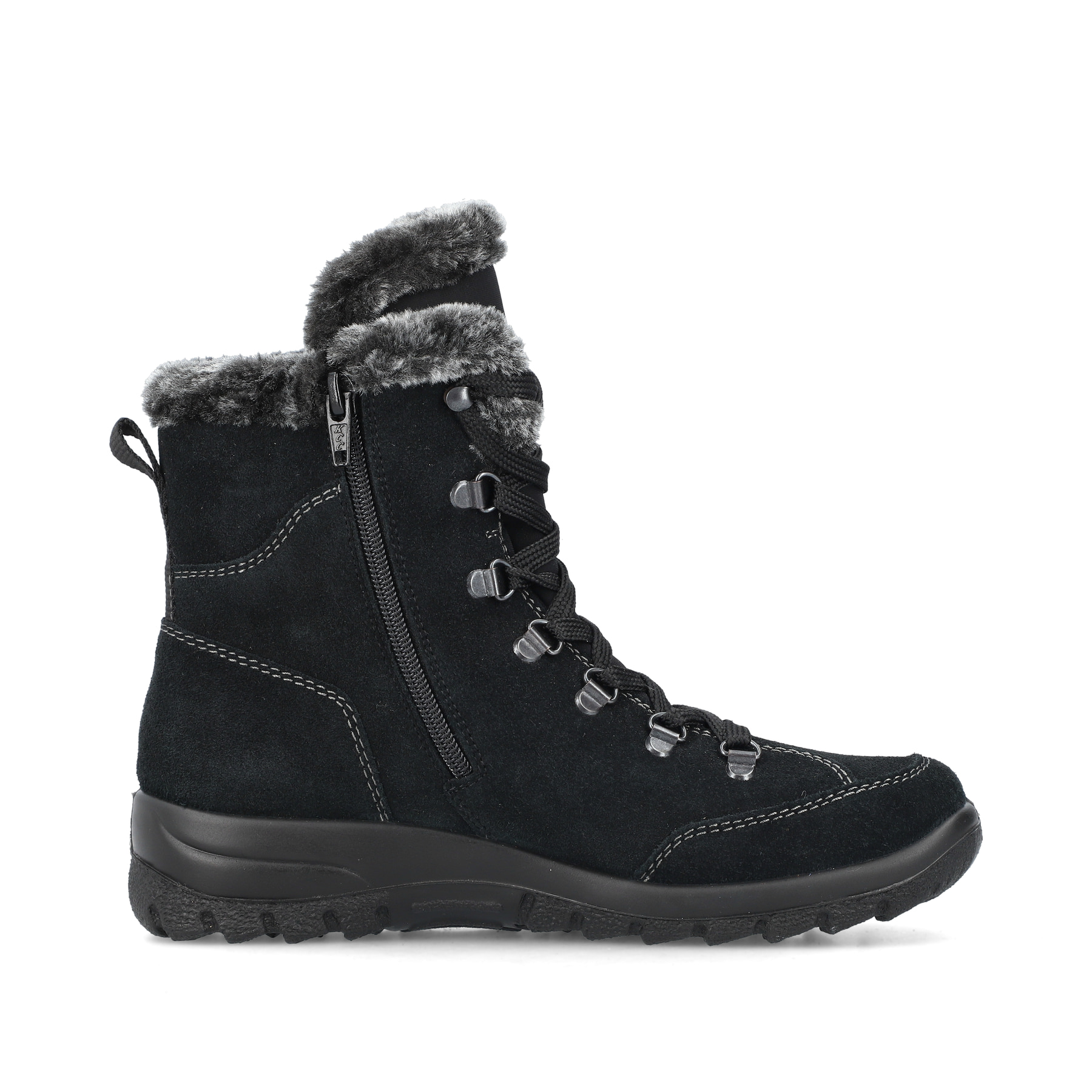 Schwarze Rieker Damen Schnürstiefel L7145-00 mit wasserabweisender TEX-Membran. Schuh Innenseite.