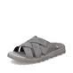 Graue Rieker Herren Pantoletten 21690-45 mit Komfortweite G sowie leichter Sohle. Schuh seitlich schräg.