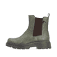 Dunkelgrüne Rieker Damen Chelsea Boots 76750-54 mit einem Reißverschluss. Schuh Außenseite.