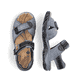 Blaue Rieker Damen Trekkingsandalen 68851-14 mit einem Klettverschluss. Schuh von oben, liegend.
