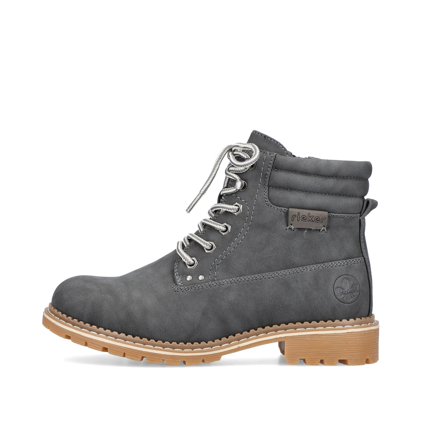 Ozeanblaue Rieker Damen Hochschaftstiefel 94791-14 mit einer robusten Profilsohle. Schuh Innenseite
