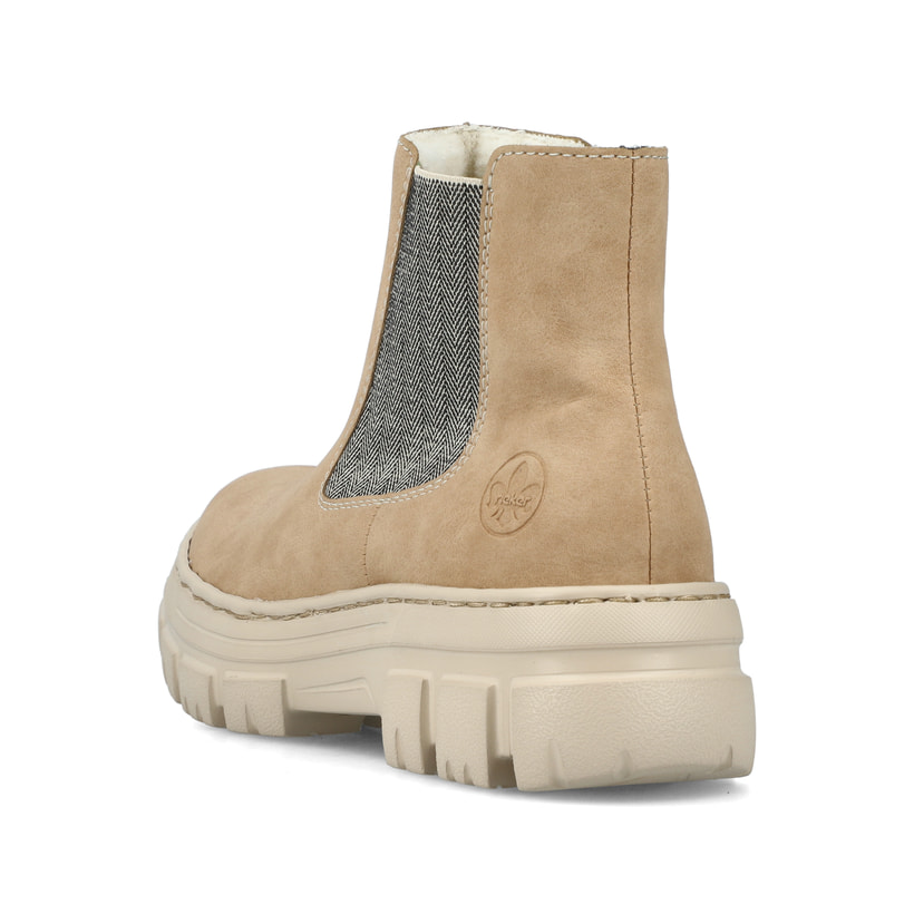 Beige Rieker Damen Chelsea Boots Z7465-60 mit einer flexiblen und ultra leichten Sohle. Schuh von hinten