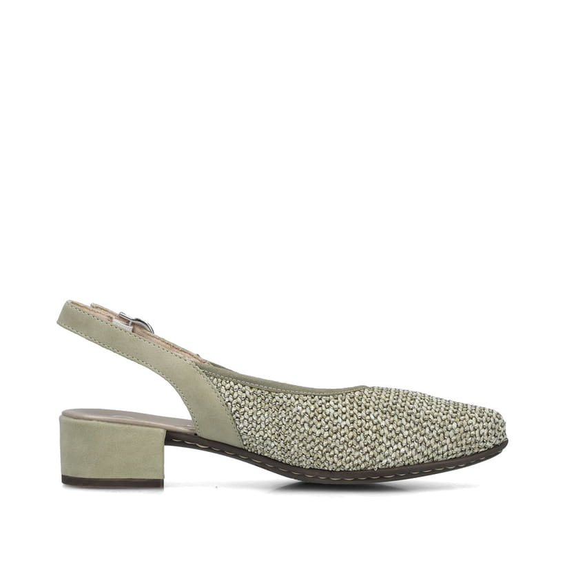 Escarpins Ã  bride Rieker verts pour femme 47060-52 avec boucle. Intérieur de la chaussure.
