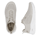 Beige Rieker Damen Slipper M8551-60 mit Gummizug sowie gepolsterter Einlegesohle. Schuh von oben, liegend.
